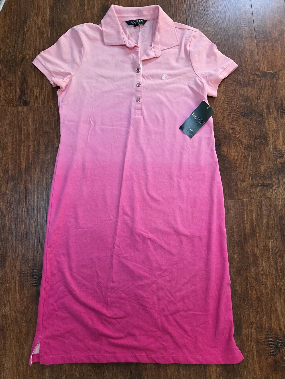 Lauren Ralph Lauren Pink to Fuchsia Ombre Polo Midi Dress